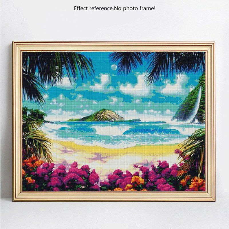 FIYO Diamond Painting DIY Landschaft Mosaik Set mit runden Steinen, Mehrfarbig, B/H: 20 x 30 cm - Bild 1