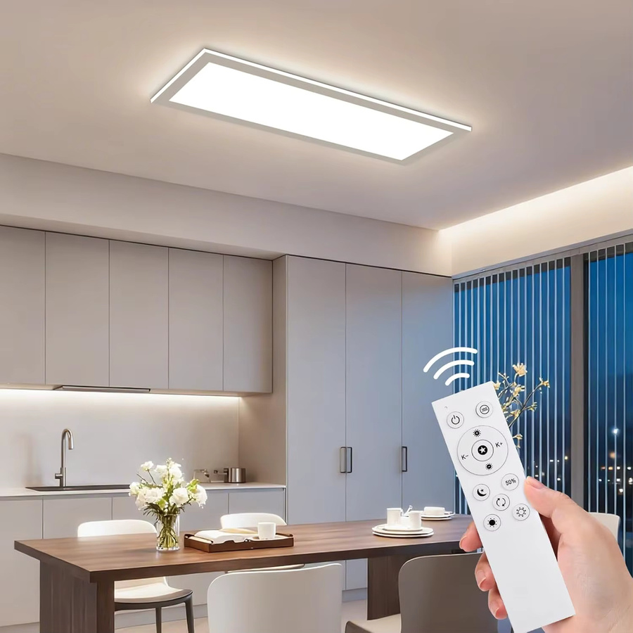 Oraymin 5er-Pack LED-Deckenleuchten Weiß, dimmbare Panelleuchten mit Fernbedienung, 24W, 2400LM, moderne Deckenleuchten mit CCT, B: 58 cm, T: 20 cm - Bild 2