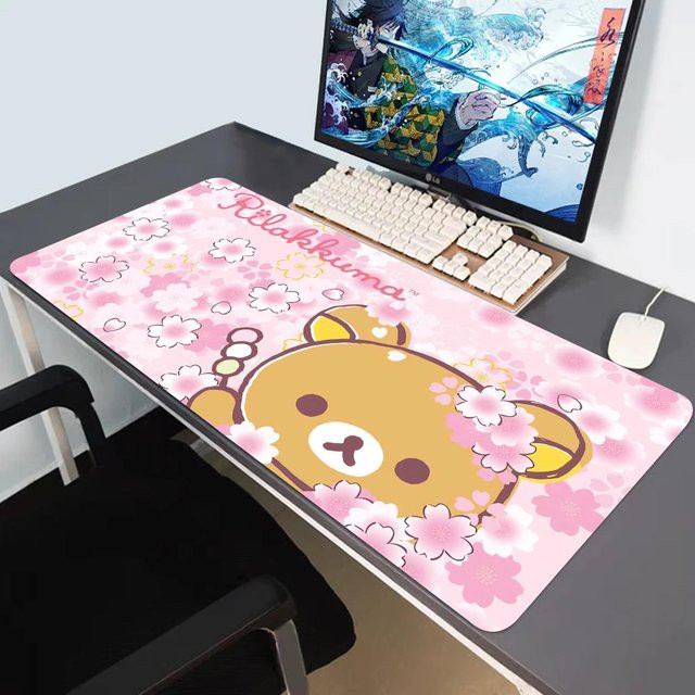 Rilakkuma Anime Mousepad in Rosa und Schwarz, rutschfeste Gummi-Mausmatte für Büro und Computer - Bild 1