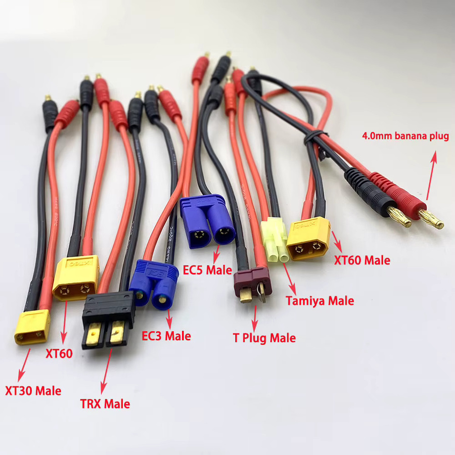 HBXINTAO T-Stecker-Adapter XT30 XT60 TRX EC3 EC5 auf 4,0mm Bananenstecker mit 14AWG Silikonkabel in Multicolour für RC-Auto und Lipo-Akku-Ladegeräte - Bild 2