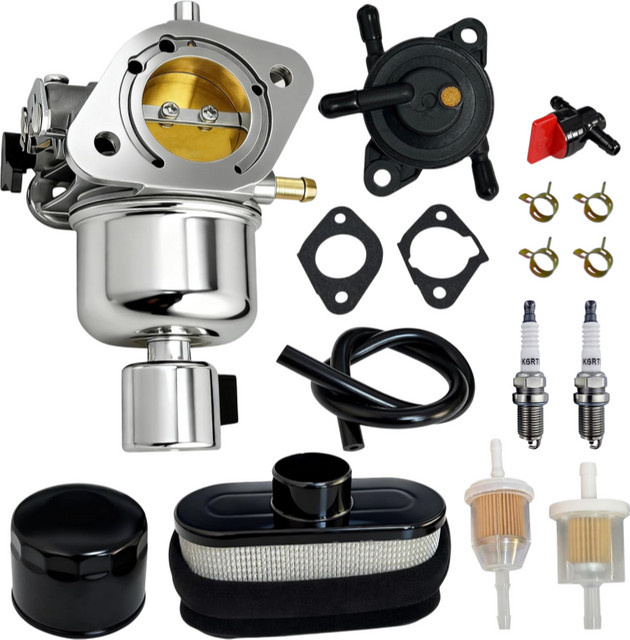 Kawasaki Vergaser mit Kraftstoffpumpe und Luftfilter sowie Vergaser-Überholungskit für 23 PS Motoren, Farbe: Silber - Bild 1