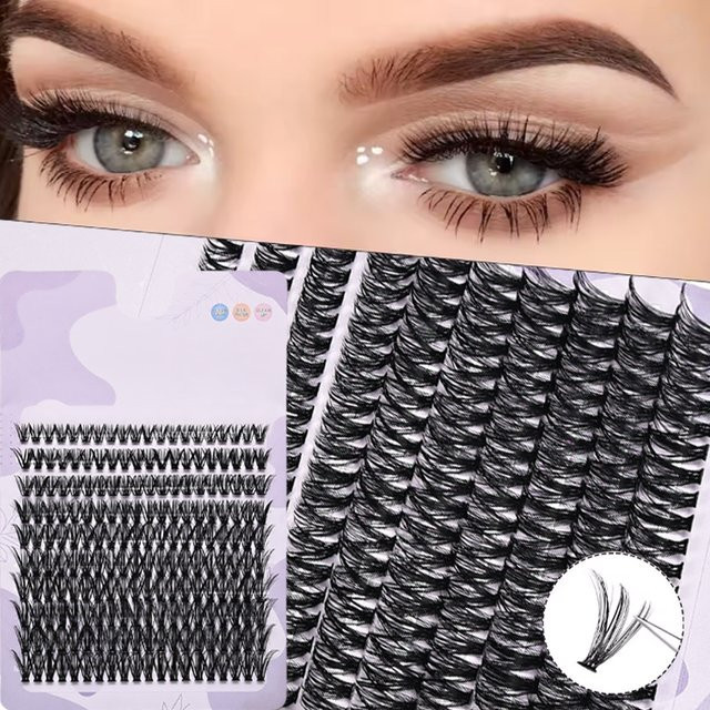 JIEFUXIN Wimperncluster, 200 Stück, 8–16 mm, D-Locken, Unisex - Bild 1