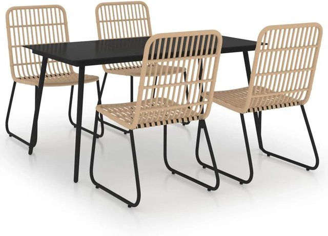 vidaXL 5-teilige Garten-Essgruppe aus Polyrattan und Glas in Braun und Schwarz - Bild 1