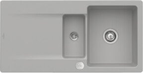 Villeroy & Boch Siluet 60 R Flat bündige Keramikspüle mit Ablauggarnitur und Excenterbetätigung in Fossil - Bild 1