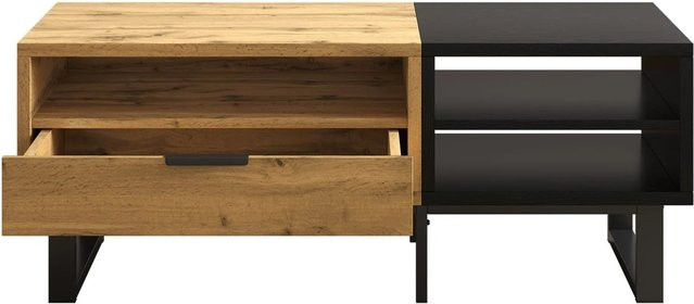 okwish Couchtisch mit Farbblockstruktur im industriellen Stil, Farbe: Schwarz/Mehrfarbig, B: 100 cm, T: 50 cm, H: 40 cm - Bild 1