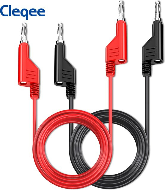 Cleqee P1036 Dual 4mm Stapelbare Bananenstecker Messleitungen für Multimeter, 2er-Set, Rot und Schwarz, 1000V 15A - Bild 1
