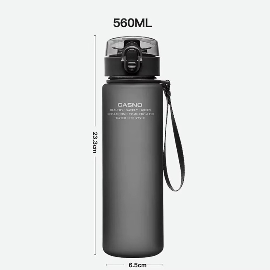 FEB.WIND Wasserflasche mit Verschlussknopf in Grau, 20 Unzen, auslaufsicher und mattiert für Sport, Yoga und Büro - Bild 3