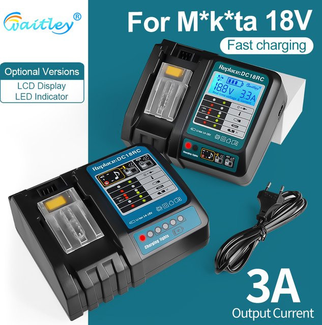 Waitley Batterieladegerät mit 3A Schnellladestrom für Makita 14,4 V und 18 V Akkus DC18RCT DC18RA BL1850 BL1860 in Schwarz - Bild 1