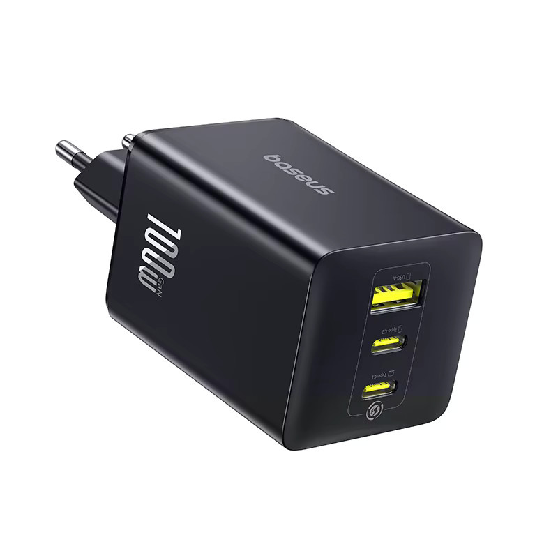 Baseus 100 W GaN Schnellladegerät mit USB-C in Schwarz - Bild 6