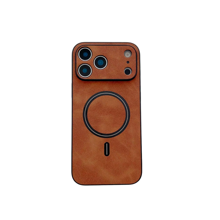szHAIyu Retro Leder Handyhülle mit MagSafe für iPhone 16 15 14 13 12 11 Pro Max Plus Air in Orange und Braun - Bild 2