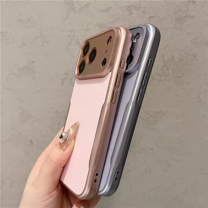Ultradünne Blade-Mecha Handyhülle für Apple iPhone 15 14 13 12 Pro Max Air in Pink mit Glitzer-Kameraschutz - Bild 2