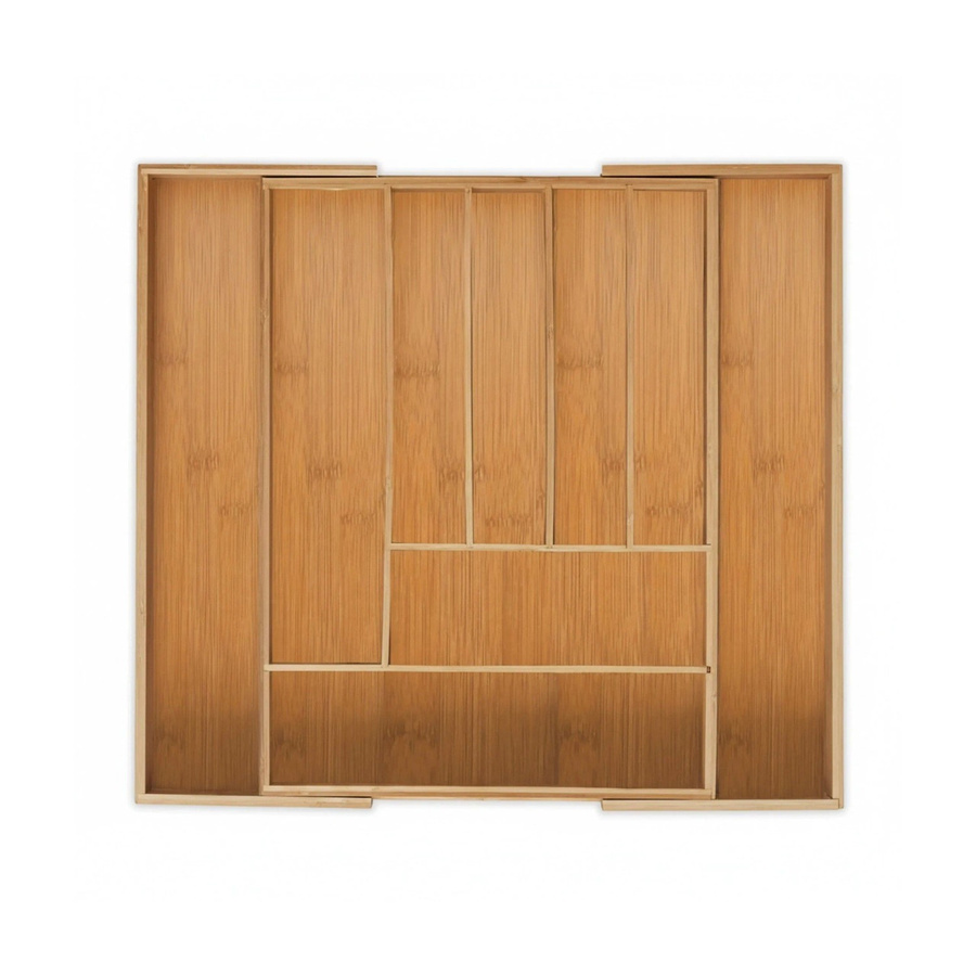 Relaxdays Besteckkasten aus Bambus in Hellbraun Natur, ausziehbar, B: 33,5 bis 49,5 cm, T: 44,5 cm, H: 5 cm - Bild 2