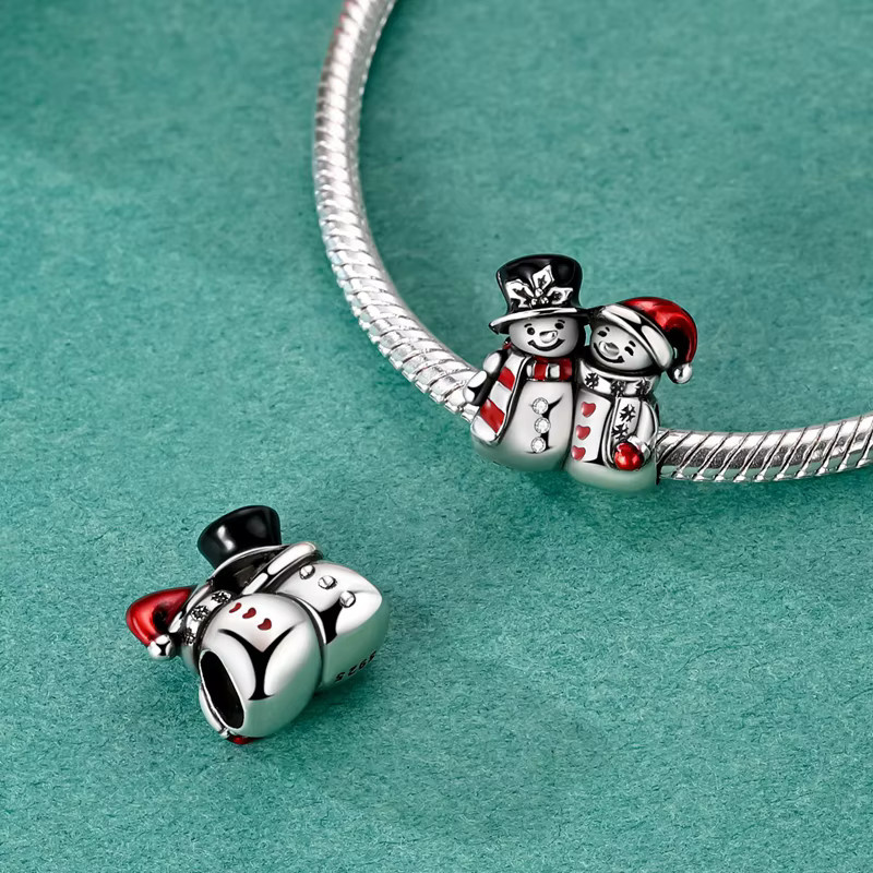 Charm Weihnachts-Schneemann, 925 Sterlingsilber, Damen - Bild 3