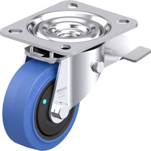 Blickle Stahlblech-Lenkrolle L-POEV 80KFD-ST-SB in Schwarz und Blau mit 80 mm Rad-Durchmesser und 140 kg Tragfähigkeit - Bild 1