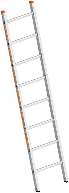 Layher Topic 1054 Anlegeleiter mit 8 Sprossen in Silber und Gummifüßen - Bild 1