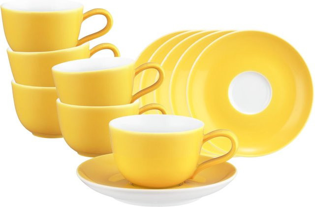 Seltmann Weiden Espressotasse mit Untertasse Liberty Pure Colors Gelb 6er Set aus Porzellan 90 ml - Bild 1