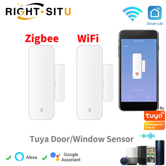 Tuya WiFi Zigbee Tür- und Fenstersensor in Weiß für Smart Home mit App-Fernbedienung, kompatibel mit SmartLife, Yandex und Alexa - Bild 1