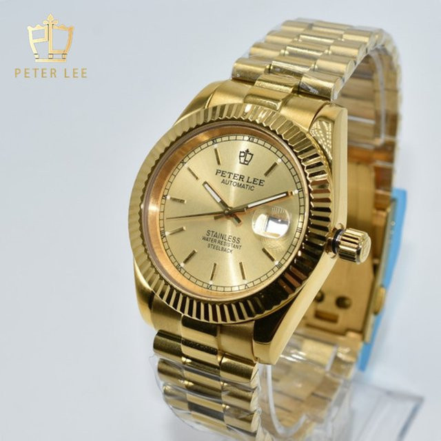 PETERLEE Armbanduhr, Automatik, Edelstahl, Gold, Herren - Bild 1