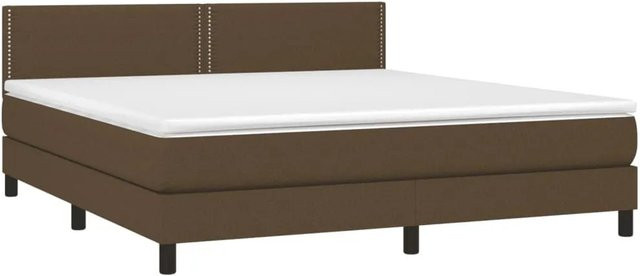 vidaXL Boxspringbett mit Matratze in Dunkelbraun, Hybridbett mit LED-Unterbettbeleuchtung und USB-Ladeport, B/T: 180 x 200 cm - Bild 1