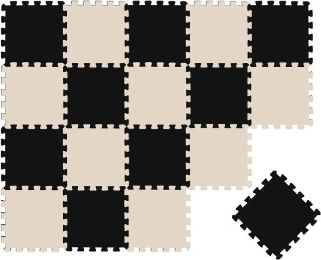 LittleTom Baby & Kinder Puzzlematte aus Polypropylen, 18 Stück, Beige & Schwarz, B/T/H: 30 x 30 cm - Bild 1