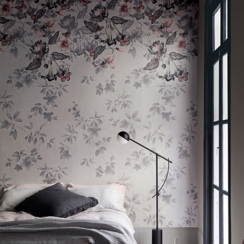 Little Greene Tapete Asterid Nightshade Mural mit floralem Botanical-Design in Grau und Multicolour, Vlies-Tapete - Bild 3