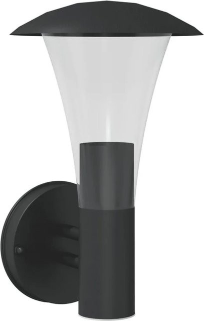 vidaXL Außenwandleuchte Schwarz aus Edelstahl und Polycarbonat mit E27 Fassung, IP44 wetterfest für Garten, Einfahrt und Veranda, B/T/H: 17,5 x 17,5 x 28,0 cm - Bild 1