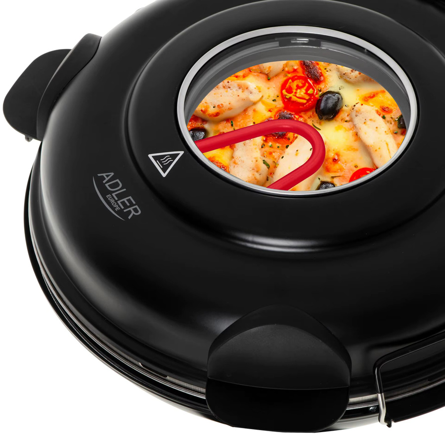 Adler Elektrischer Pizzaofen mit Stein und Timer, 1200 W, 400 °C, Schwarz - Bild 6