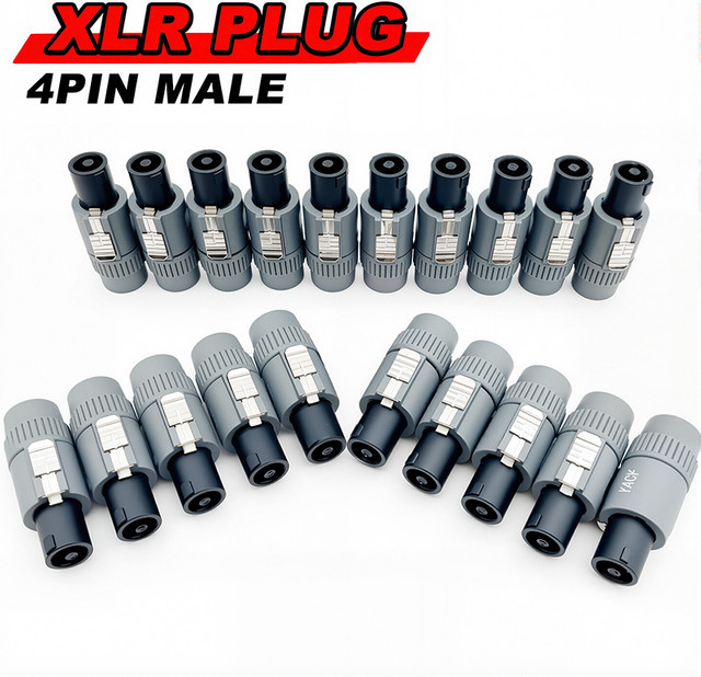 Canon 4-Pin Speakon XLR Stecker mit Schloss in Grau für Mikrofon und Stereo-Systeme NL4FC - Bild 1
