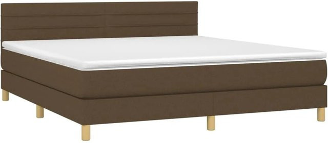 vidaXL Boxspringbett Hybrid mit Matratze und LED-Unterbettbeleuchtung in Dunkelbraun, B/T/H: 160 x 200 x 78 cm - Bild 1
