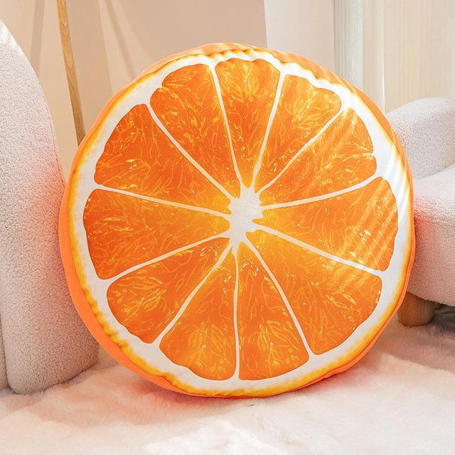 Rundes Plüschkissen in Obstform Orange, Dekoratives Stofftier-Kissen für Kinder, Durchmesser: 20 cm - Bild 1