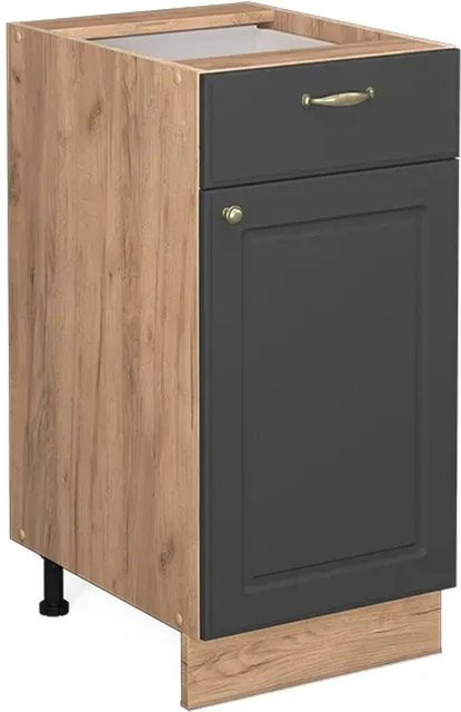 Vicco Küchenunterschrank Fame-Line in Anthrazit und Gold mit Eiche-Optik, Breite: 40 cm - Bild 1