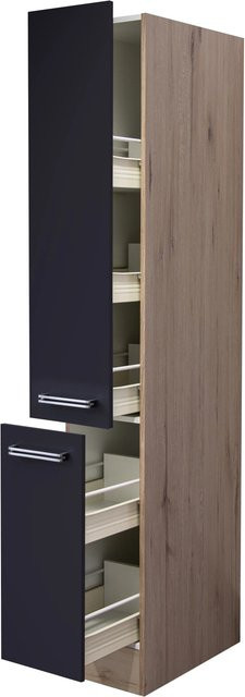Flex-Well Küchen-Apothekerhochschrank Elva Anthrazit San Remo Eiche B/H/T: 30 x 200 x 57 cm - Bild 1