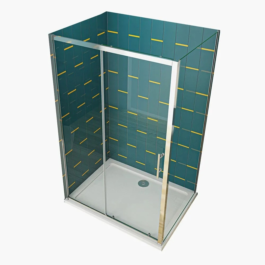 Duschparadies Duschkabine mit Schiebetür und Seitenwand aus 5mm ESG Sicherheitsklarglas, Farbe: Transparent/Silber, B/T/H: 110 x 80 x 185 cm - Bild 2