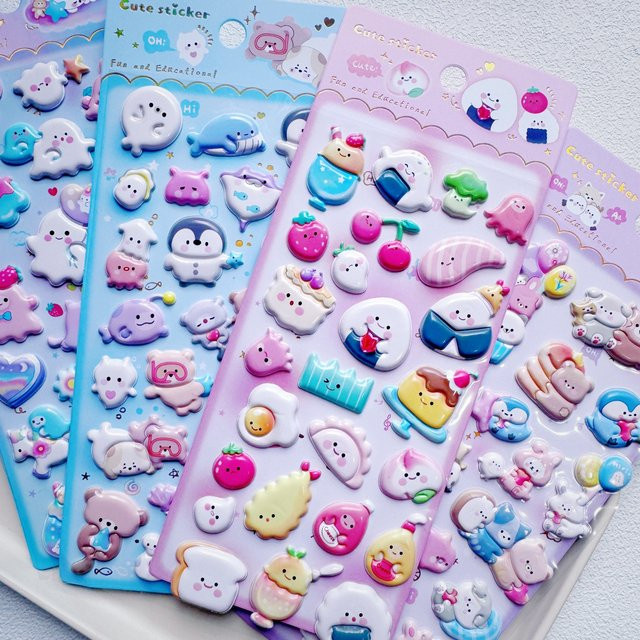 4er Set Pinguin und Geist Cartoon 3D Schaum Aufkleber in Mehrfarbig für Scrapbooking und DIY Journaling - Bild 1