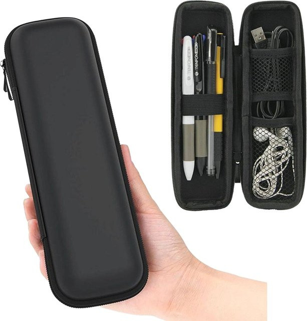 Schwarzes EVA Hard Shell Federmäppchen mit Reißverschluss und Mesh-Organizer für Stifte, Stylus und Kopfhörer - Bild 1