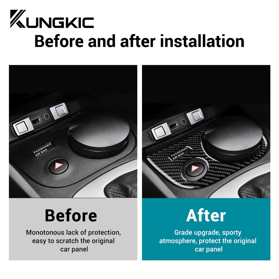 KUNGKIC Kohlefaser Aufkleber für Seat Leon MK2 1P in Schwarz als Getränkehalter-Panel Zubehör - Bild 4