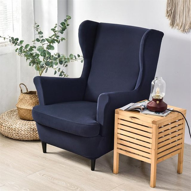 Bestbags Ohrensesselbezug aus Stretch-Spandex in Blau mit Sitzkissenbezügen - Bild 1