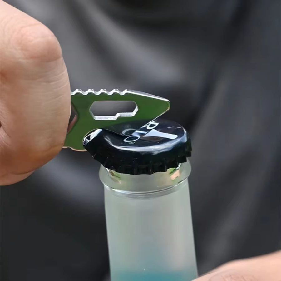 LISM Multifunktionales EDC-Werkzeug aus Edelstahl in Silber mit Stemmeisen, Inbusschlüssel und Flaschenöffner für Outdoor und Fahrradreparaturen - Bild 3
