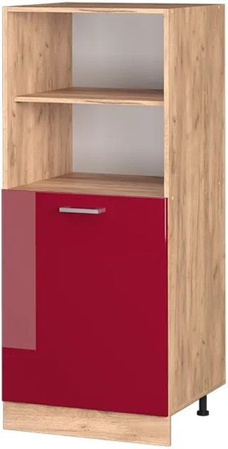 Vicco R-Line Herdbauschrank Küchenschrank in Eiche Bordeaux Hochglanz mit Türen und Regalfächern B/T/H: 60 x 39,73 x 143 cm - Bild 1