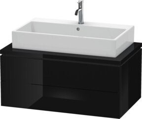Duravit Waschtischunterschrank L-Cube in Schwarz Hochglanz mit 2 Schubkästen, B: 92 cm, T: 54,7 cm, H: 40 cm - Bild 1
