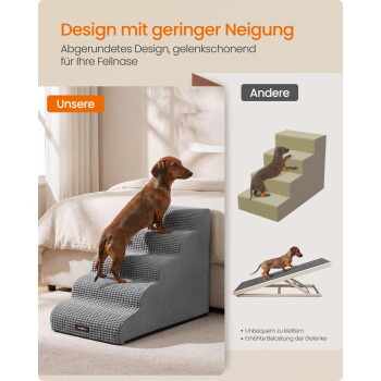 FEANDREA Hundetreppe XXL aus Schaumstoff in Hellgrau mit rutschfester Oberfläche und abnehmbarem Bezug - Bild 2
