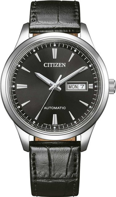 Citizen Armbanduhr Automatik, Edelstahl, Leder, Schwarz, 40 mm, Herren - Bild 1