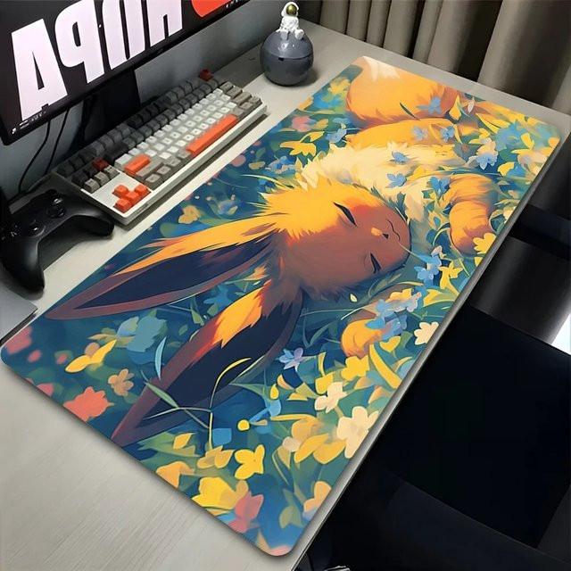 Bandai Pokemon Eevee Kawaii Anime Gaming-Mauspad XXL, bunte rutschfeste Schreibtischunterlage aus Gummi für PC und Laptop - Bild 1