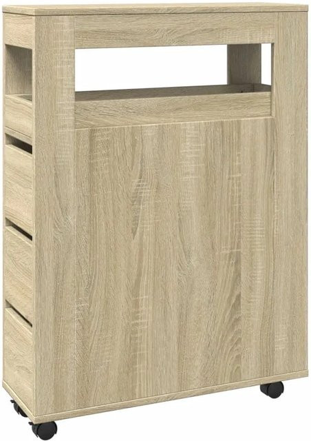 vidaXL Schmaler Badschrank mit Rollen in Sonoma-Eiche, braun, B/T/H: 23 x 8 x 90 cm - Bild 1