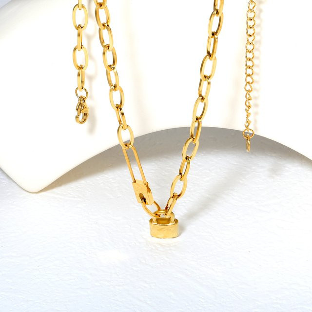 LUXUSTEEL Halskette, Edelstahl, Gold, Gothic, Damen - Bild 1