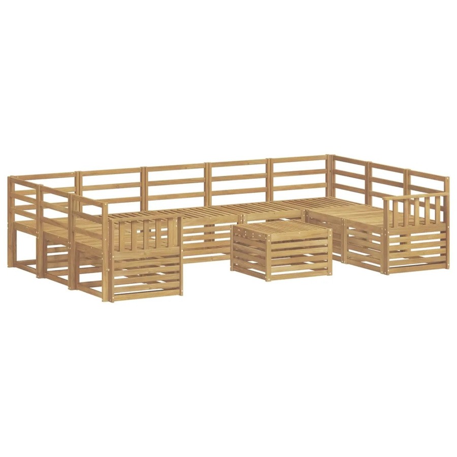 vidaXL Outdoor-Sofagarnitur 10-teilig aus Akazien-Massivholz in Weiß mit Tisch und Polstern, B/T/H: 59 x 59 x 37 cm - Bild 2