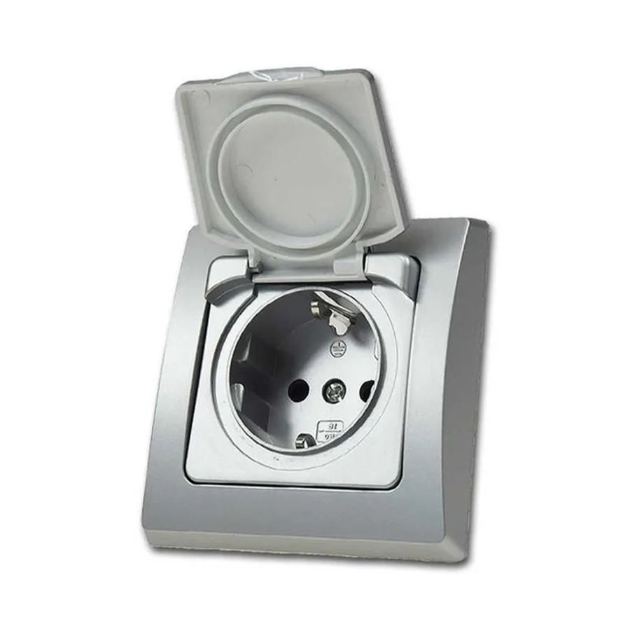ChiliTec DELPHI Steckdose IP44 Deckel 250V 16A UP in Silber - Bild 2