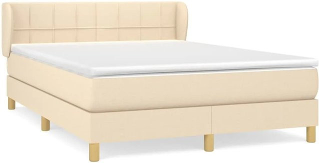 vidaXL Boxspringbett Hybrid mit Matratze und Taschenfederkern in Beige, B/T: 140 x 190 cm - Bild 1