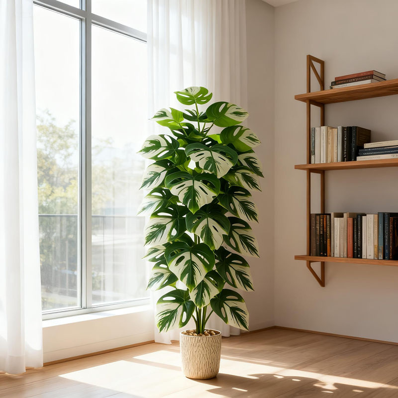 Künstliche Monstera Pflanze von TUYUE in Grün, 120 cm Höhe, mit 24 Blättern aus Kunststoff - Bild 4