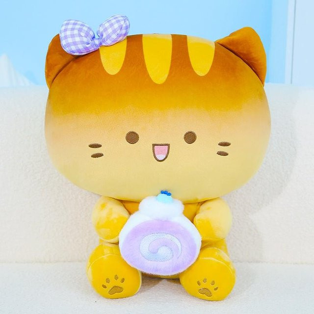 Yiran toy Kätzchen Plüschtier, Keks Katze Kissen, 40cm, Gelb - Bild 1